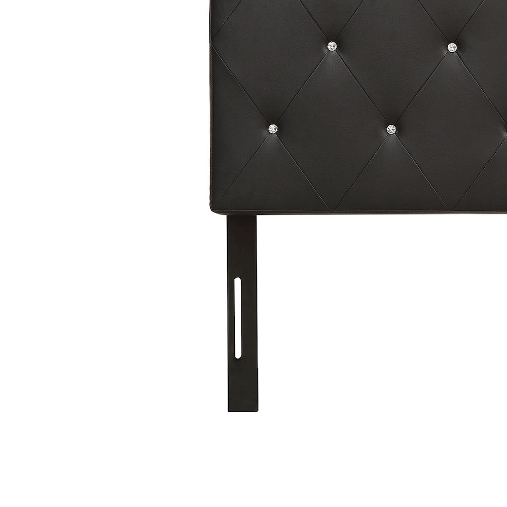 Contemporary Crystal Diamond Tufted Headboard, Black (Queen)