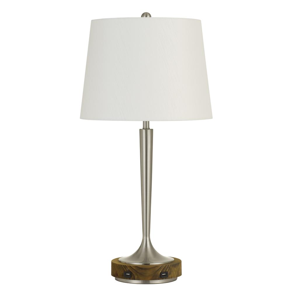 150W 3 Way Chester Metal Table Lamp With Wood Accent Base And 2 Usb Charging Ports. Picture 4