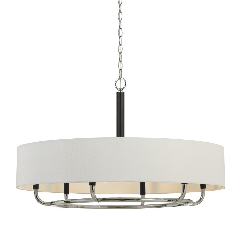60W X 6  Alava Metal Chandelier With Fabric Shade. Picture 4