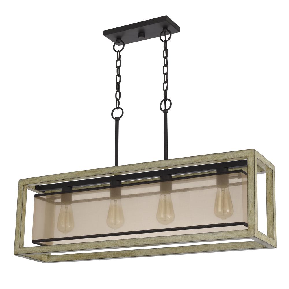 Palencia rubber wood Island chandelier with organza shade. Picture 1