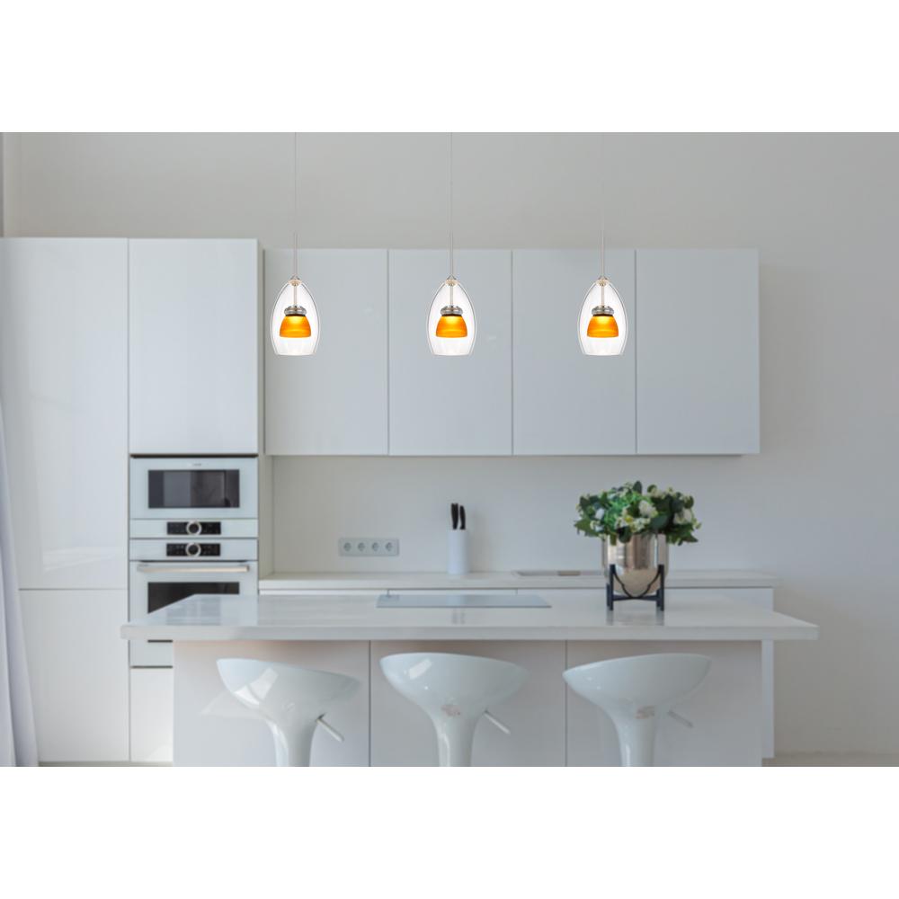Integrated dimmable LED double glass mini pendant light. 6W, 450 lumen, 3000K, Frosted Yellow. Picture 2