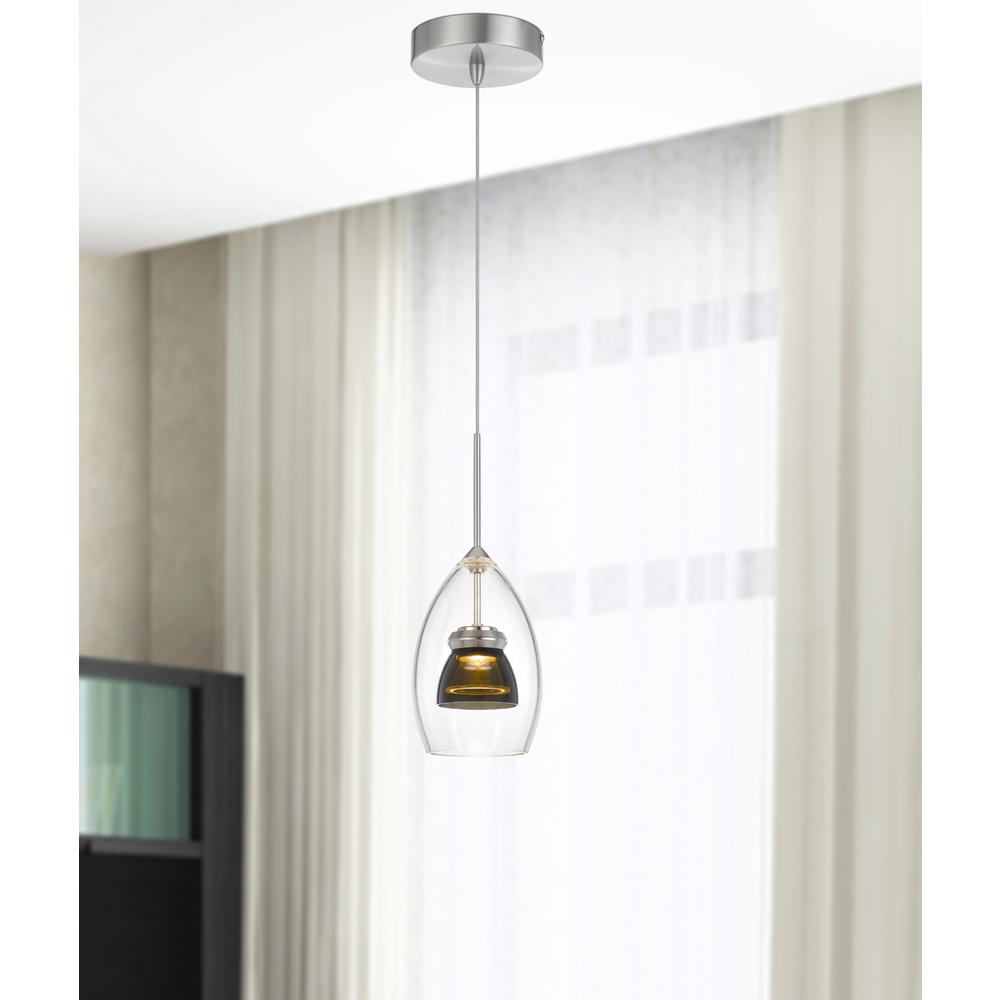 Integrated dimmable LED double glass mini pendant light. 6W, 450 lumen, 3000K, Smoked. Picture 1