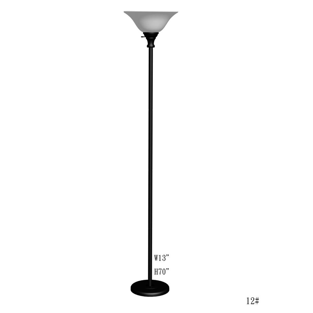 70" Height Metal Torchiere in Black. Picture 1