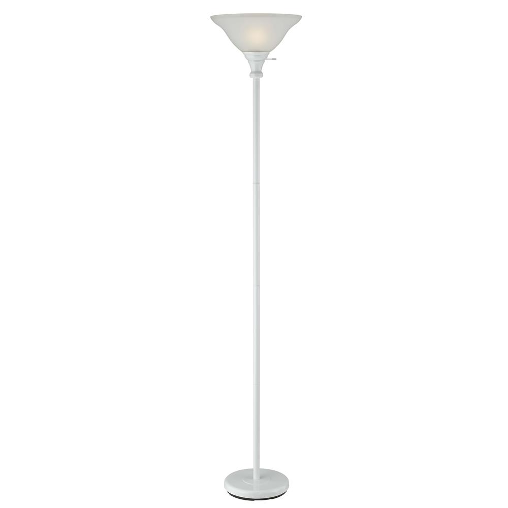70" Height Metal Torchiere in White. Picture 1