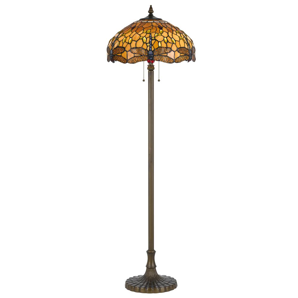 60" Height Zinc Cast Floor Lamp in Antique Brass. Picture 1