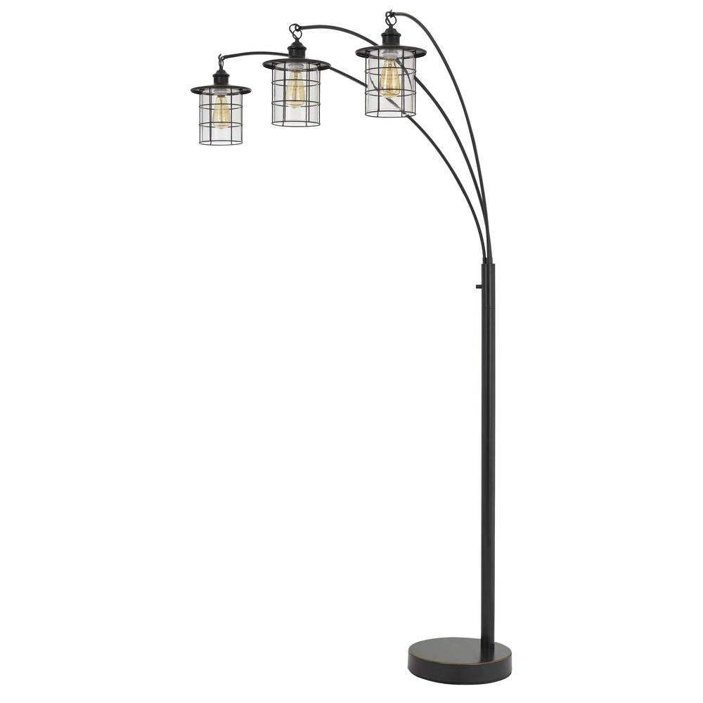 Silverton Arc Floor Lamp With Glass Shades (Edison Bulbs included) Dark Bronze. Picture 1