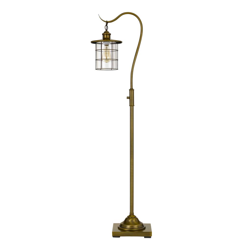 Silverton Desk Lamp With Glass Shade (Edison Bulb included) Rubbed Antiqued Brass. Picture 1