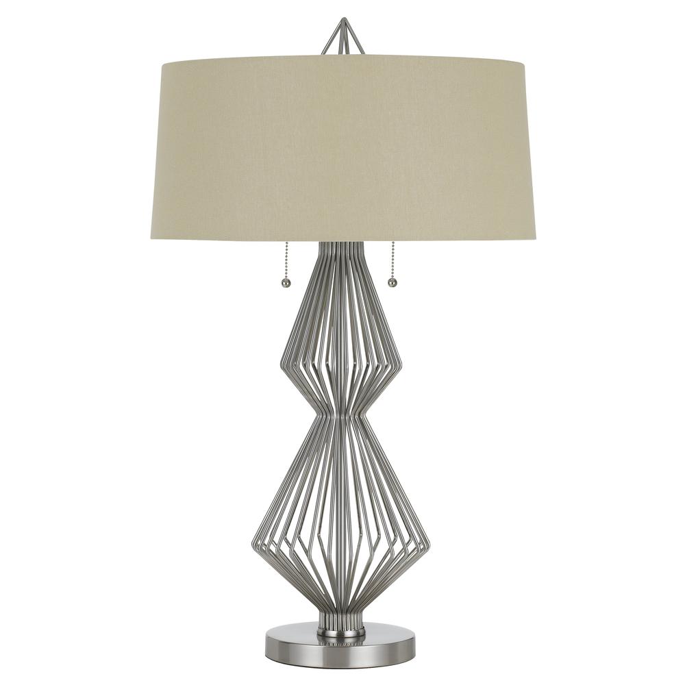 60w X 2 Ternimetal  Table Lamp With Burlap Shade. Picture 1