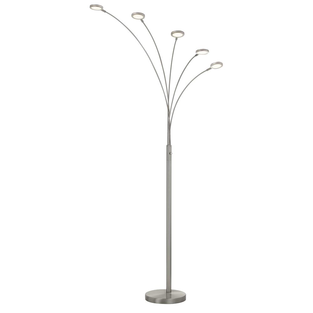 Cremona integrated LED Metal Arc Floor Lamp 79" Height Metal Floor Lamp in Brushed Steel Finish. Picture 1