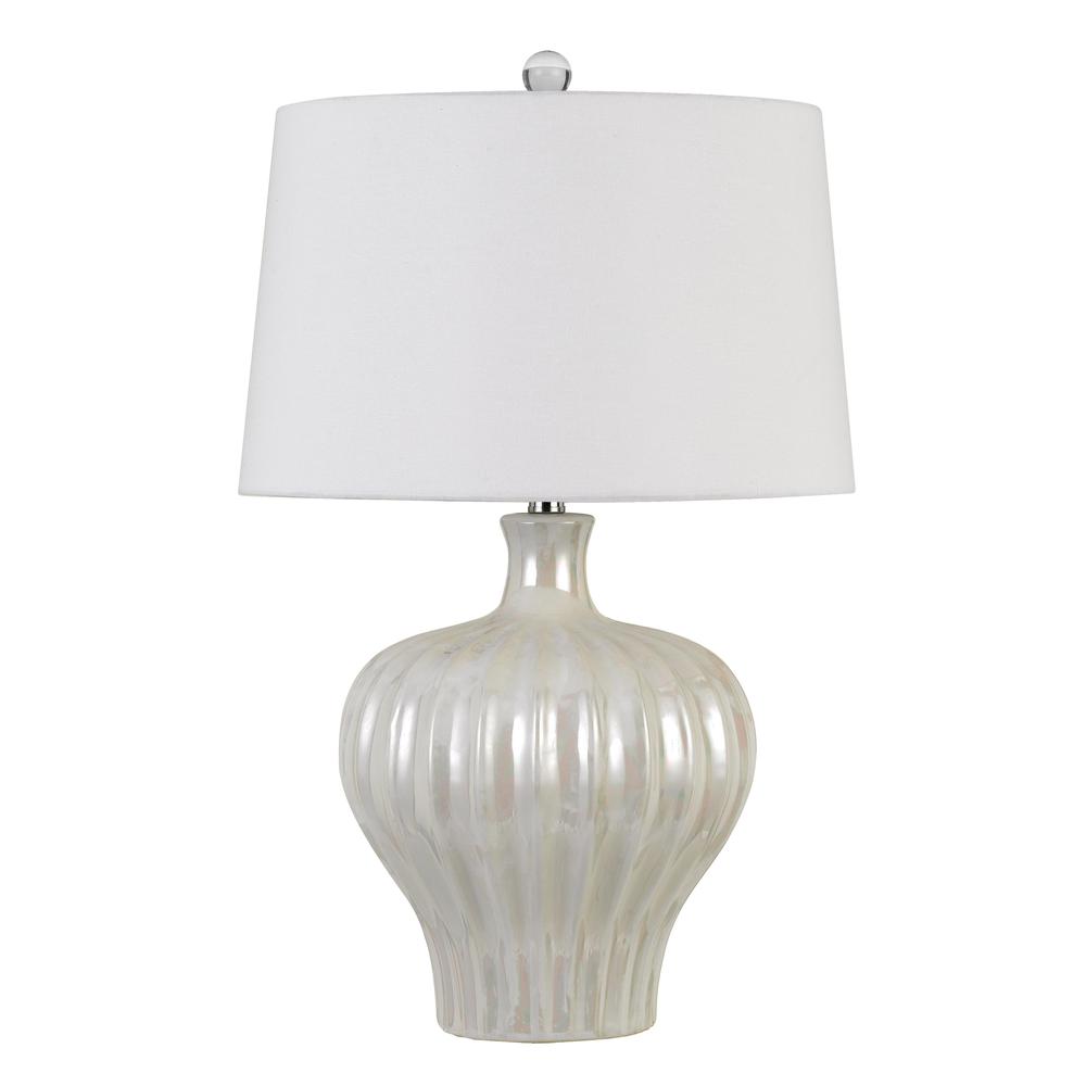 Afragola Ceramic Table Lamp With Hardback Fabric Shade. Picture 1