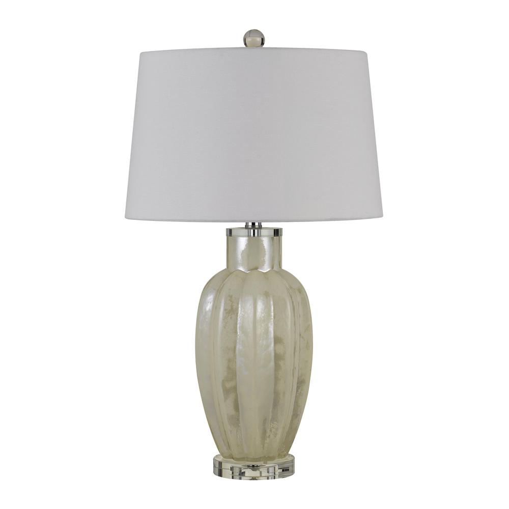 Rovigo Glass Table Lamp With Hardback Fabric Shade (Sold And Priced As Pairs). Picture 1