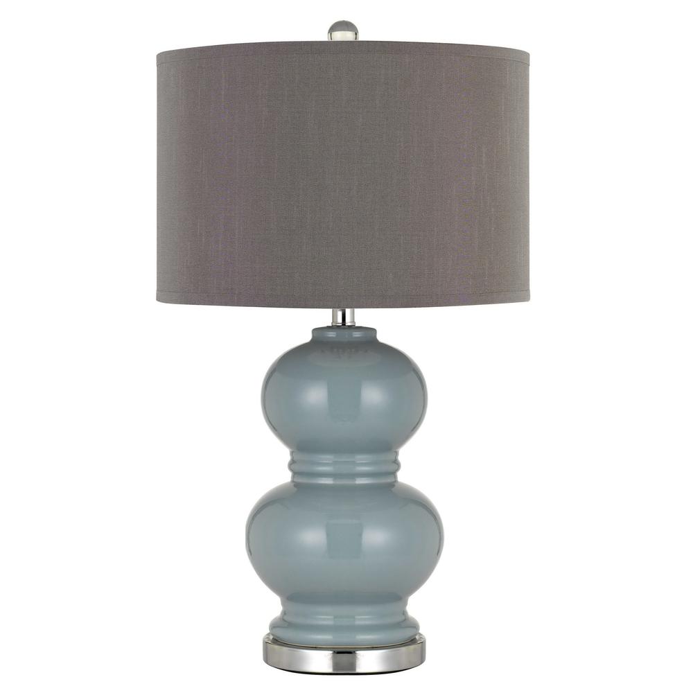Bergamo Ceramic Table Lamp With Hardback Plantium Grey Fabric Shade (Sold And Priced As Pairs). Picture 1