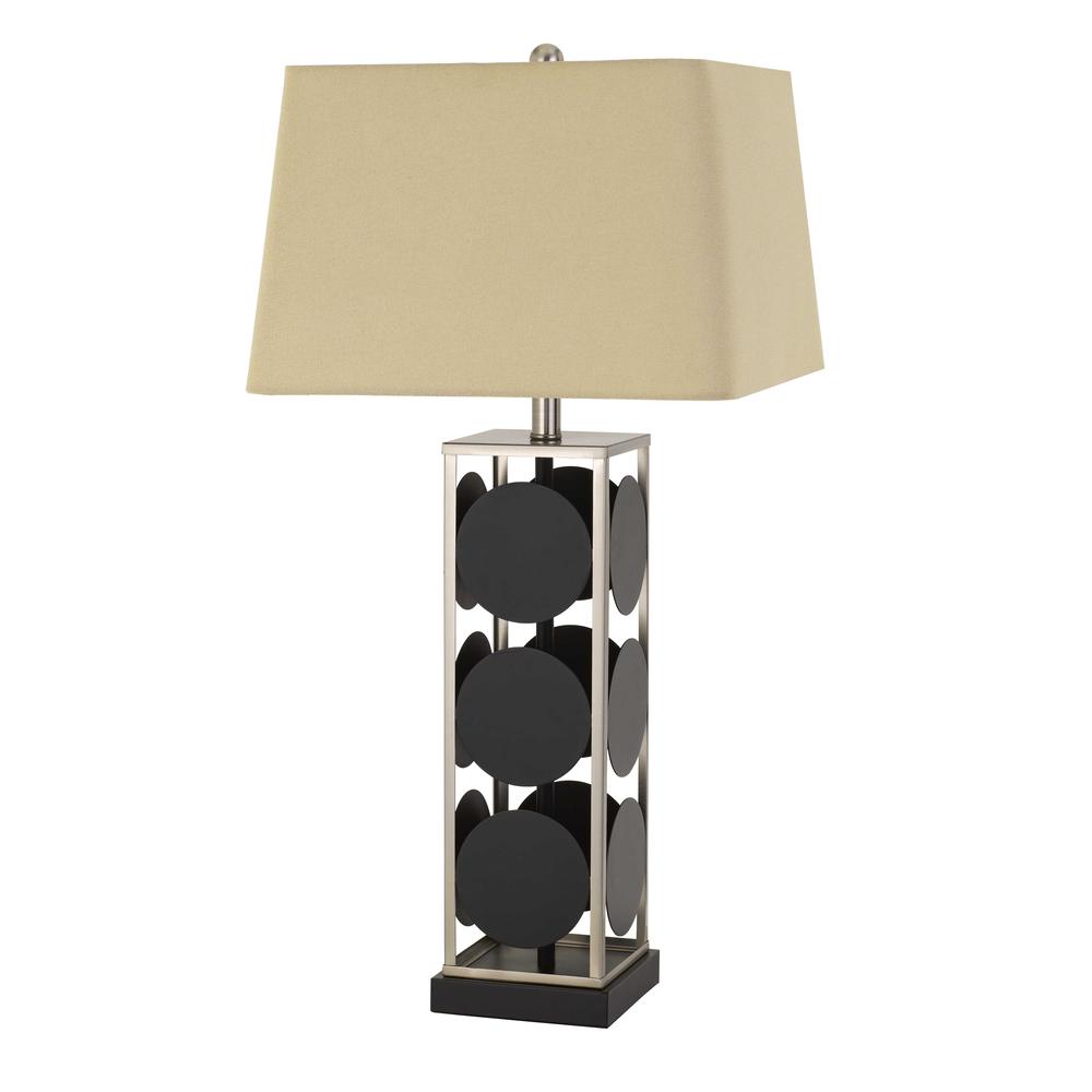 Hanson Metal Table Lamp With Square Fabric Shade. Picture 1