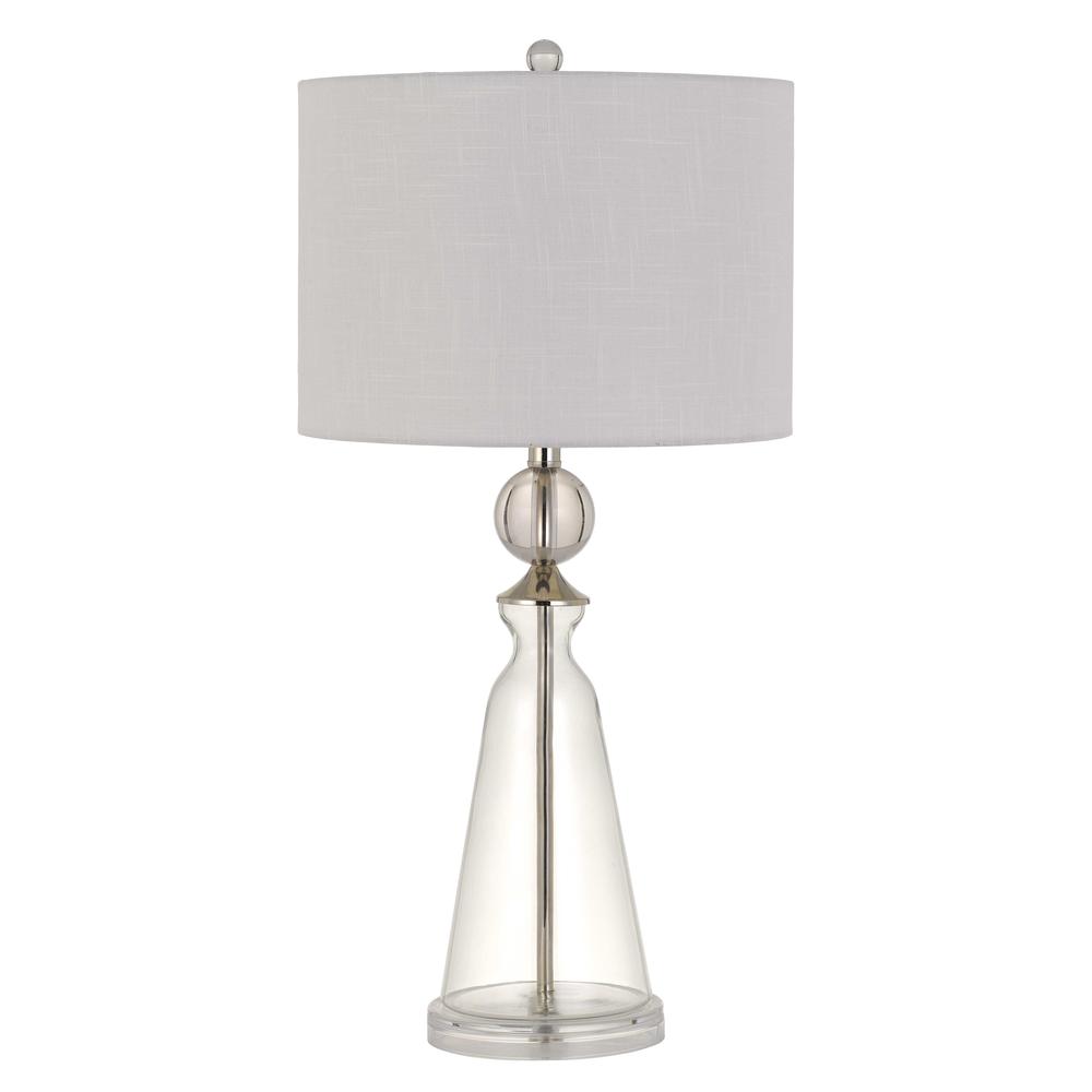 Kingsley Glass Table Lamp With Fabric Drum Shade. Picture 1