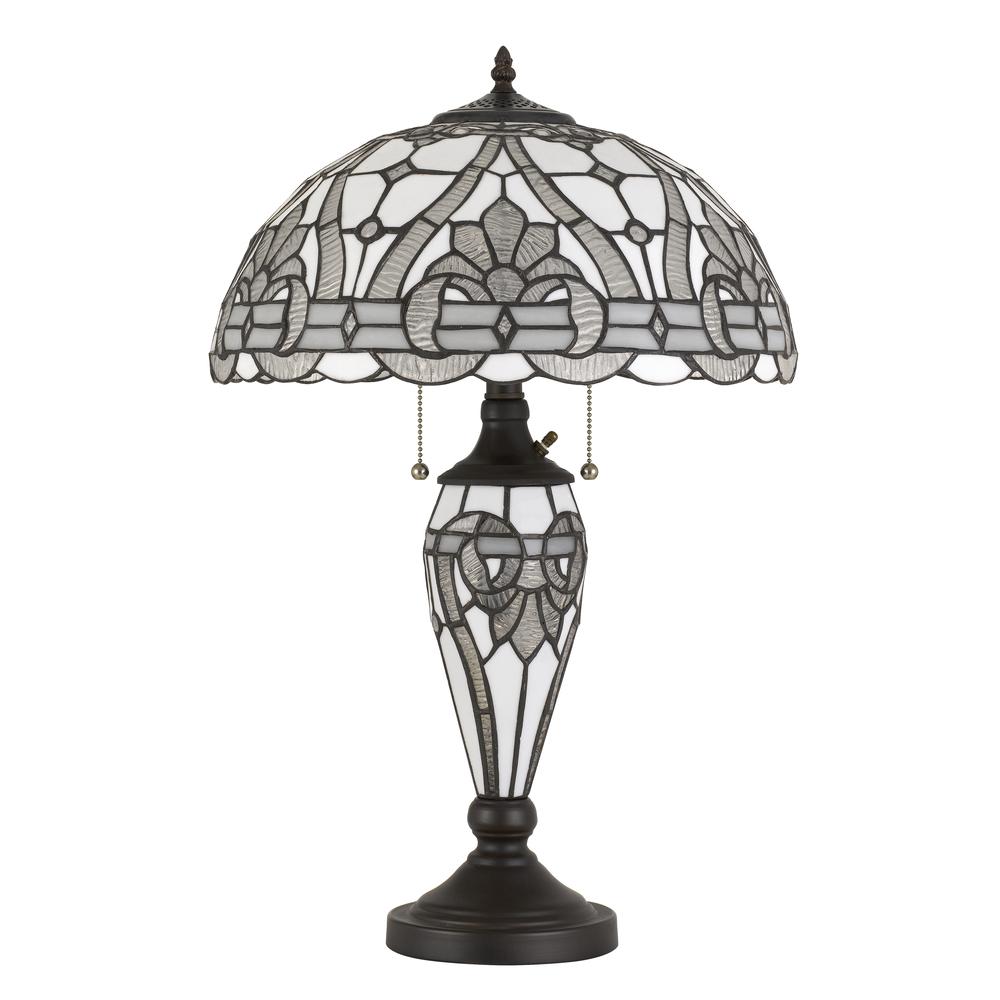60W X 2 Tiffany Table Lamp With 7W Night Light, BO2943TB. Picture 1