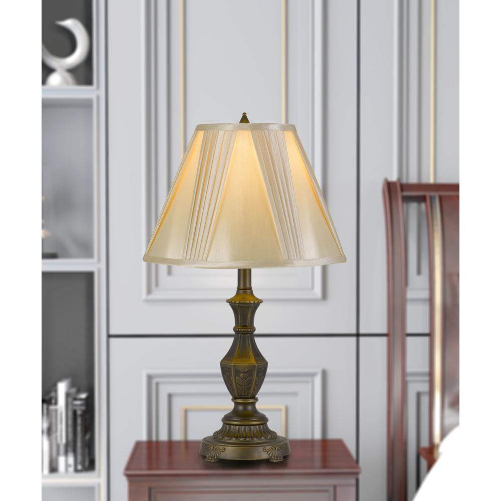 100W Cory Aluminum Casted Table Lamp With Softback Fan Pleated Faux Silk Shade. Picture 2