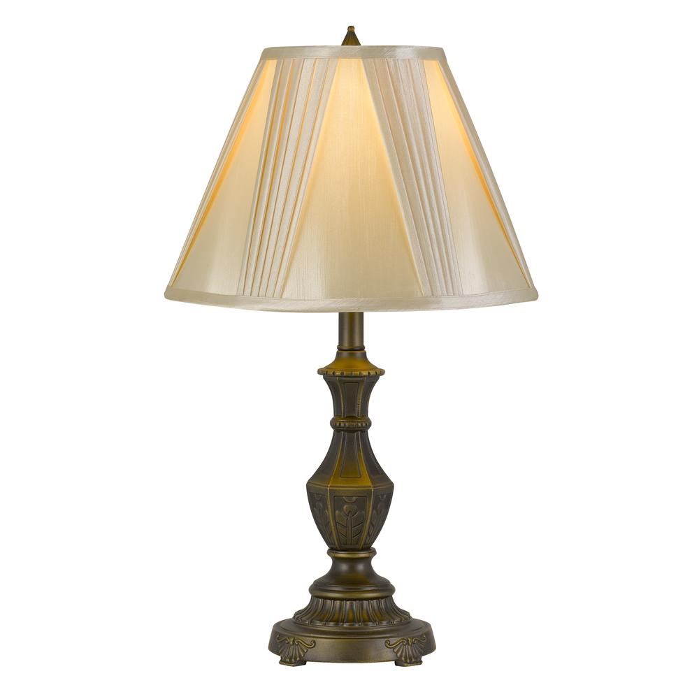100W Cory Aluminum Casted Table Lamp With Softback Fan Pleated Faux Silk Shade. Picture 3