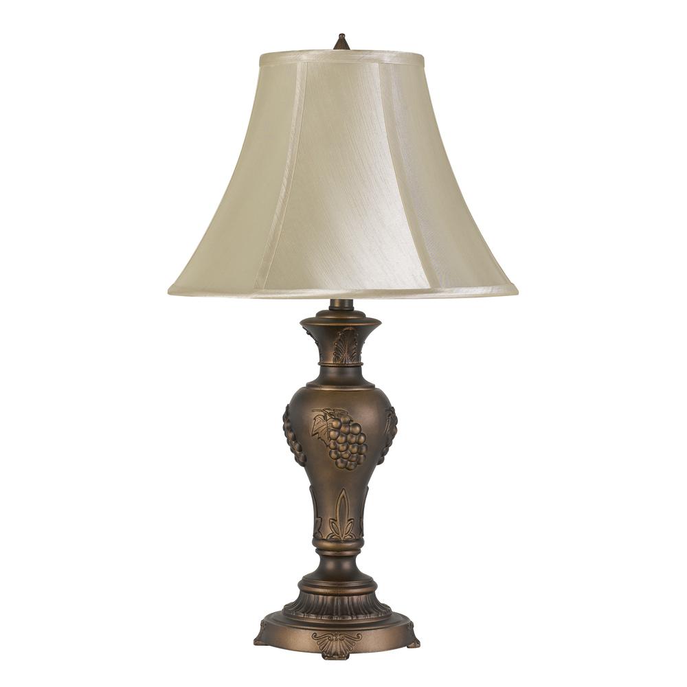 100W Cavan Aluminum Casted Table Lamp With Softback Faux Silk Shade. Picture 1