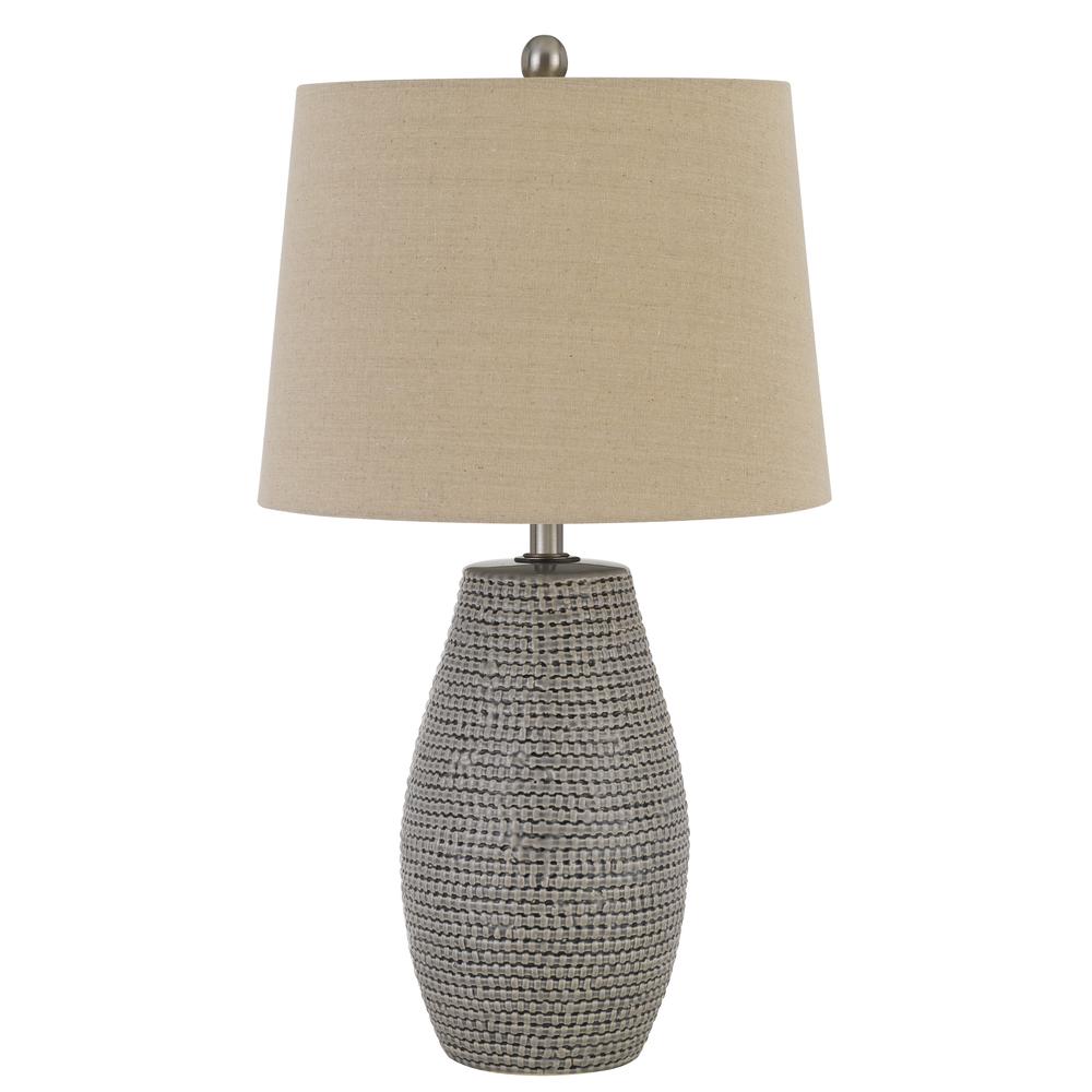 100W Ticino Ceramic Table Lamp With Taper Drum Hardback Linen Shade (Priced And Sold As Pairs). The main picture.
