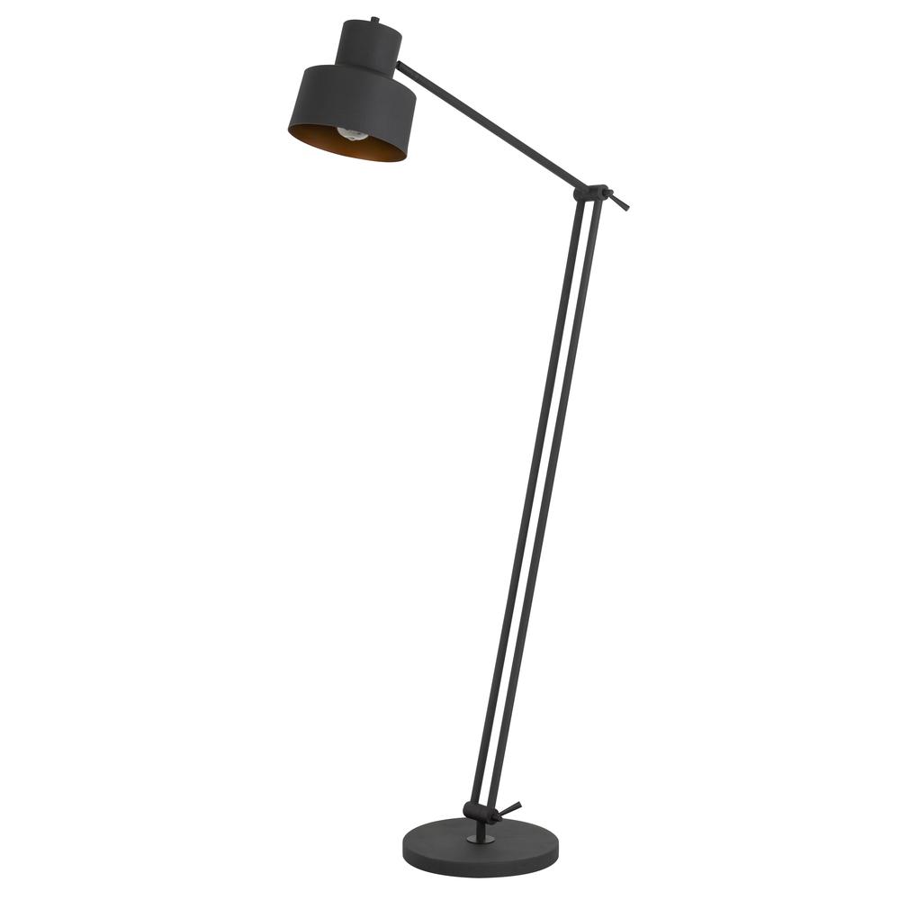 60W Davidson metal floor lamp with weighted base, adjustable upper and lower arms. On off socket switch, Matte Black. Picture 1