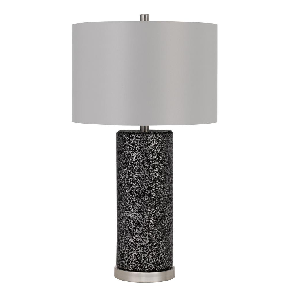 150W 3 way Graham ceramic table lamp with hardback drum fabric shade. Picture 1