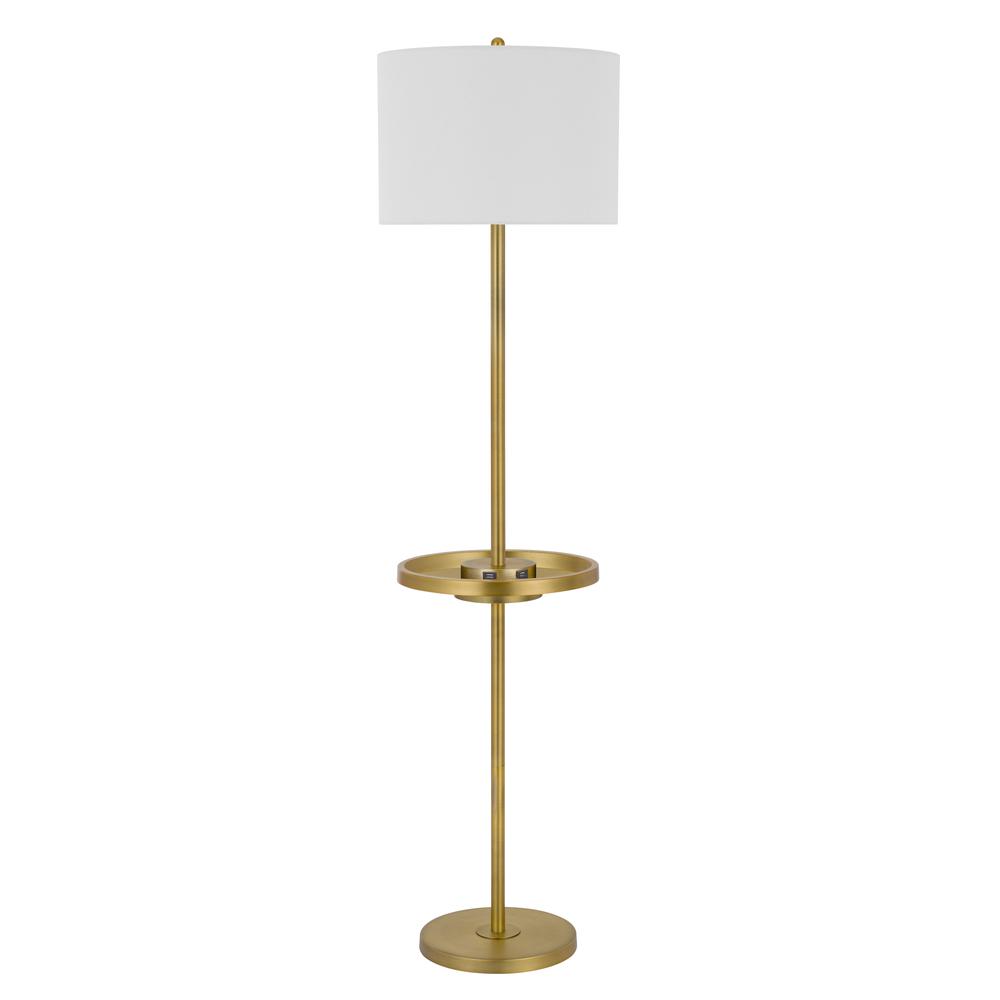 150W 3 way Crofton metal floor lamp with centered metal tray table. Picture 1