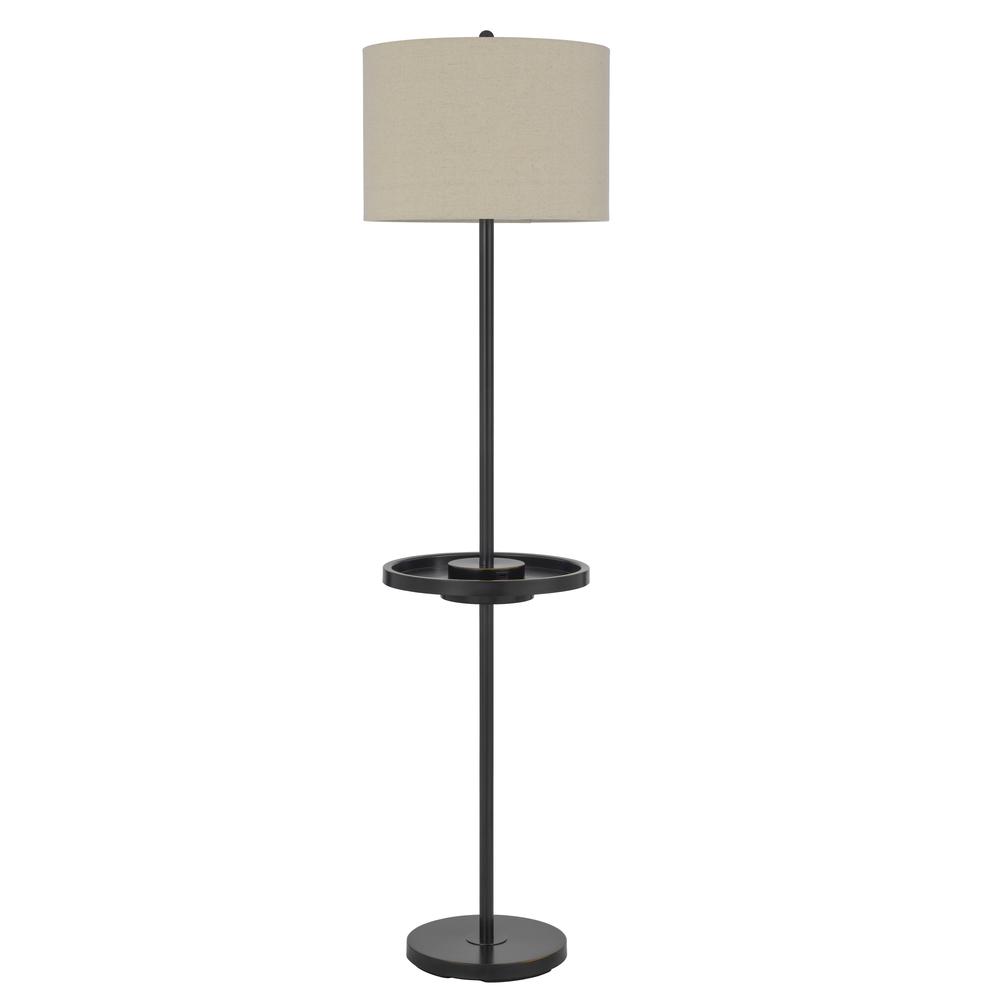 Crofton metal floor lamp with metal tray table and 2 USB charging ports. Picture 1