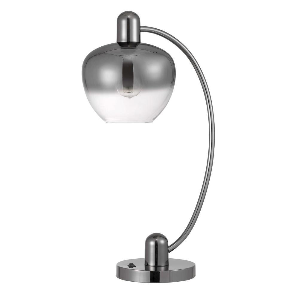 40W Brookline metal arc table lamp with electoral plated smoked glass shade and on off rocker switch. Picture 1