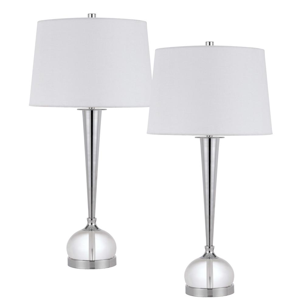 150W 3 way Wellesley crystal table lamp with hardback fabric shade. Priced and sold as pairs. Picture 1