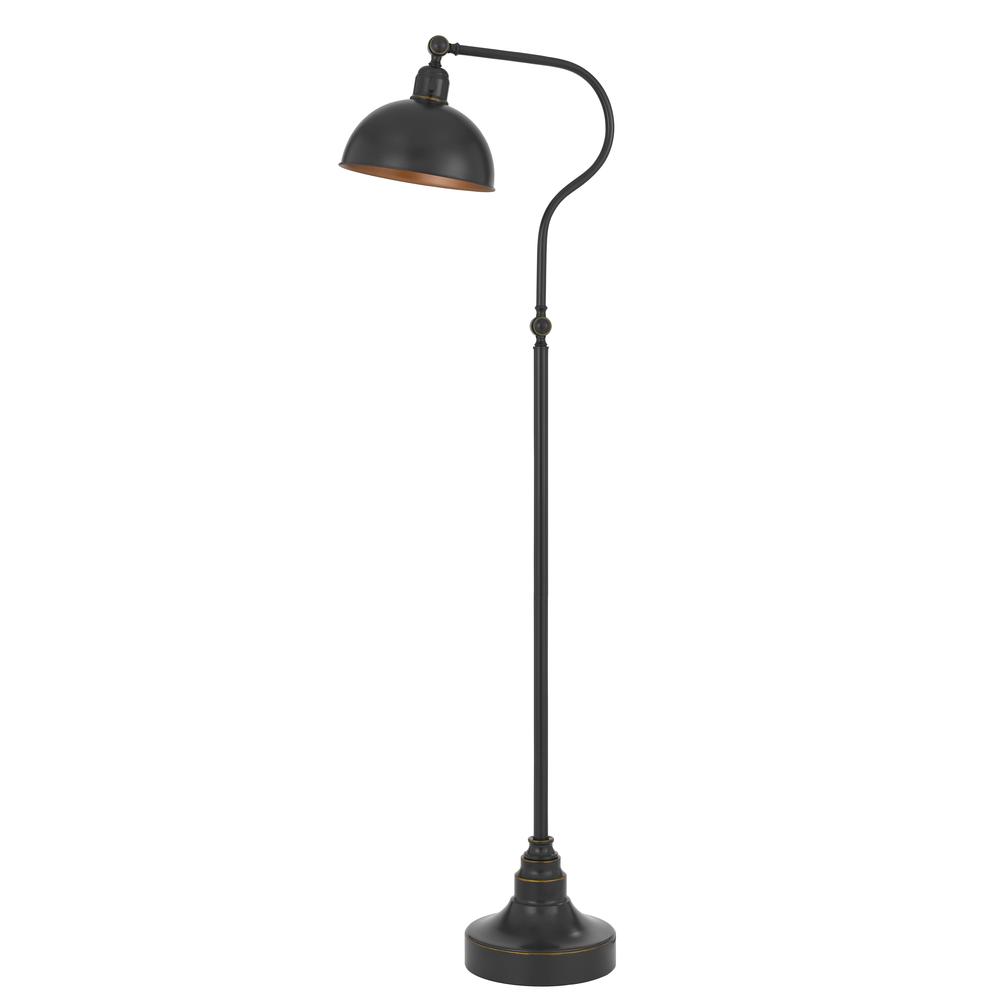 Industrial adjustable metal downbridge floor lamp with half dome metal shade, Dark Bronze. Picture 1