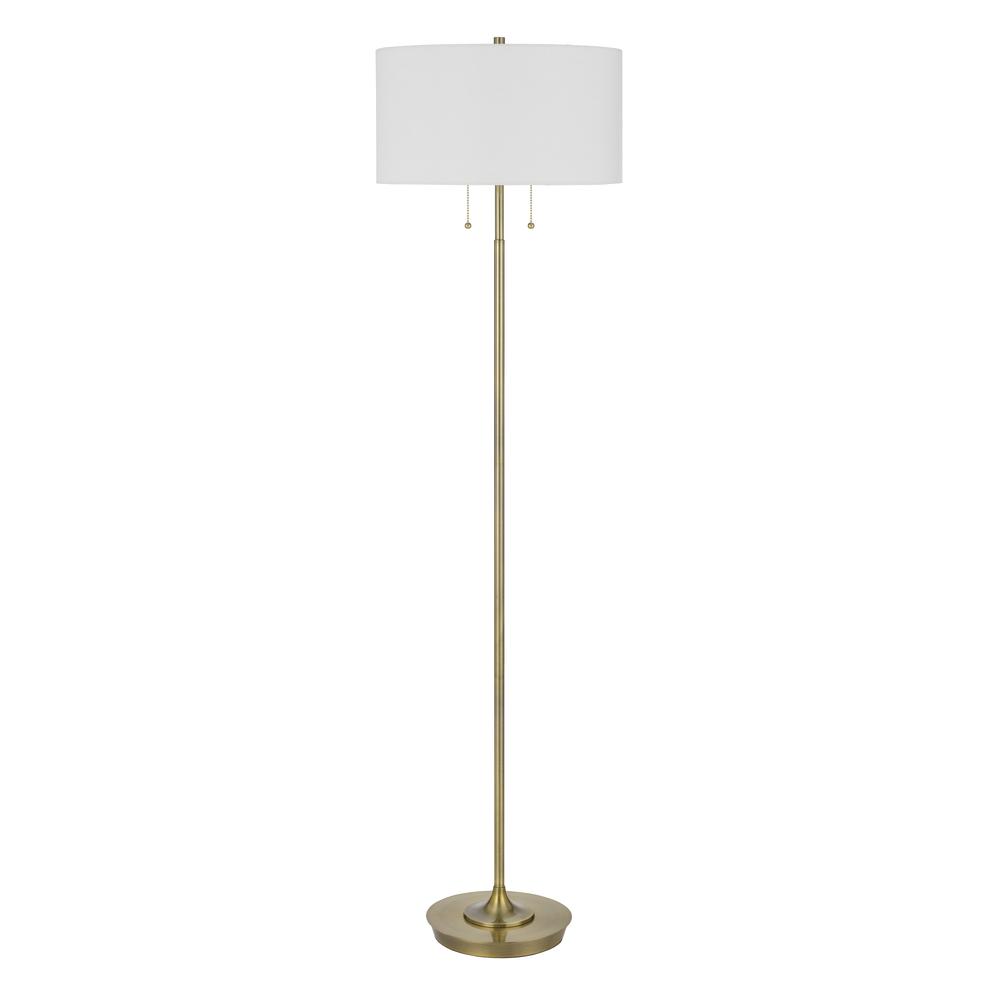 Kendal metal floor lamp with pull chain switch, drum fabric shade. Picture 1