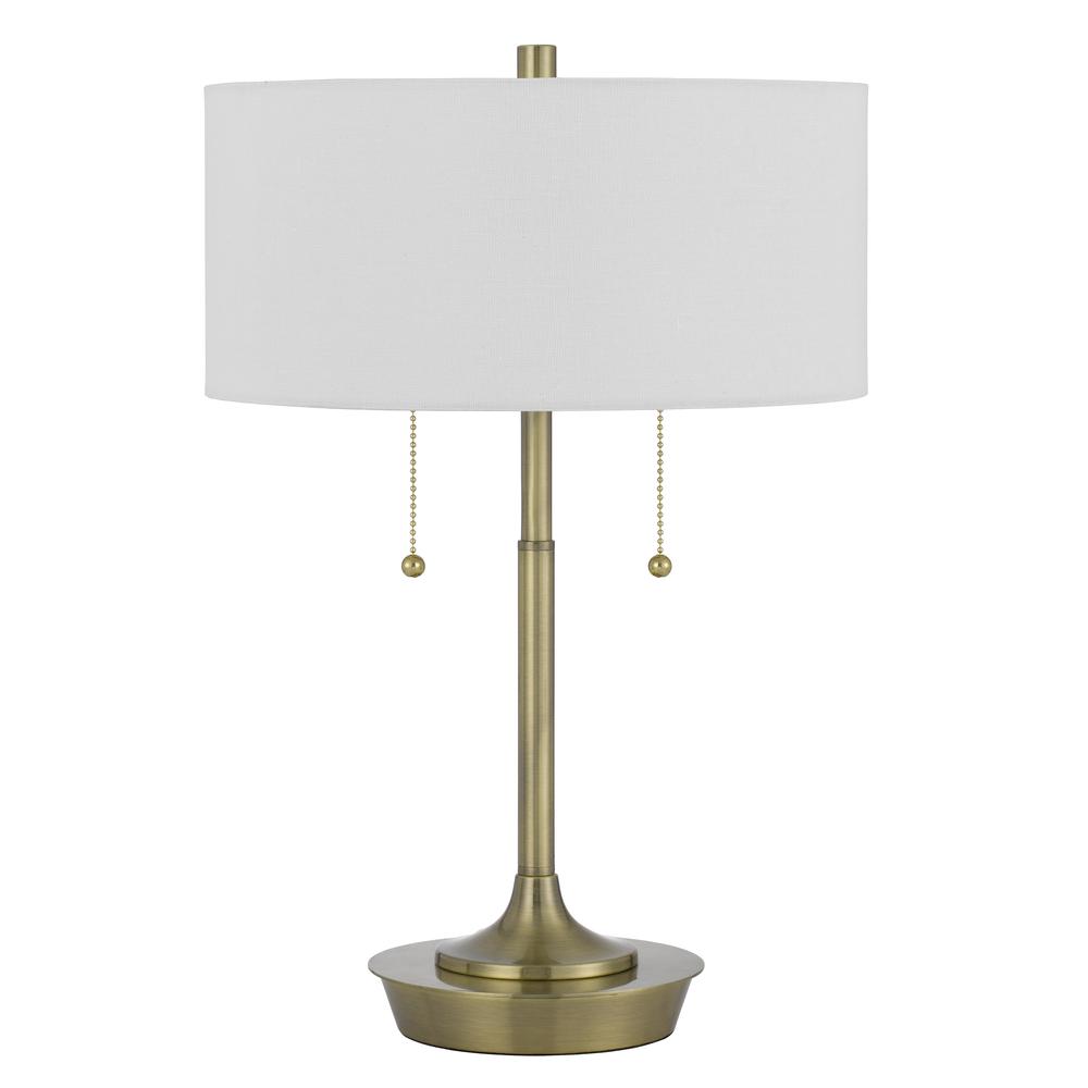 Kendal metal table lamp with pull chain switch, drum fabric shade. Picture 1