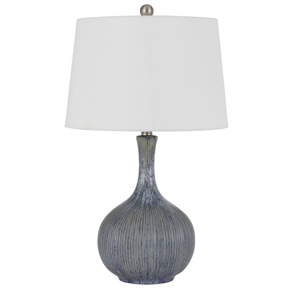Vernate ceramic table lamp with hardback taper drum shade. Picture 1