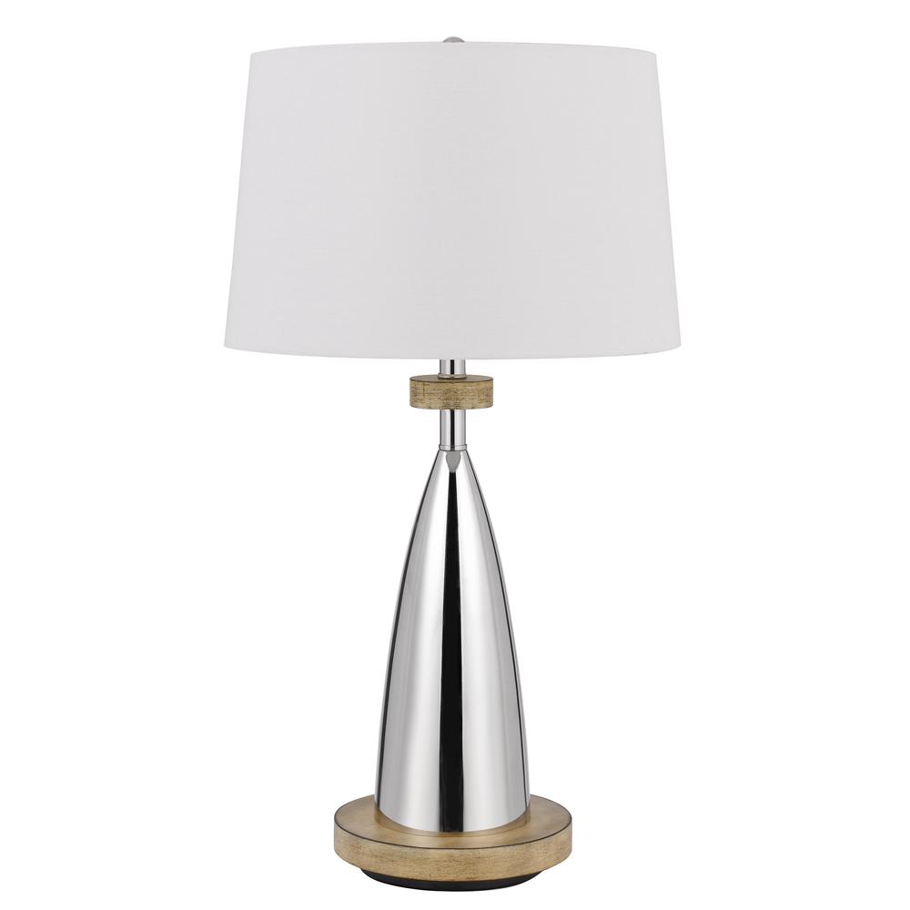 150W 3 way Lockport metal table lamp with faux wood finish. Picture 1