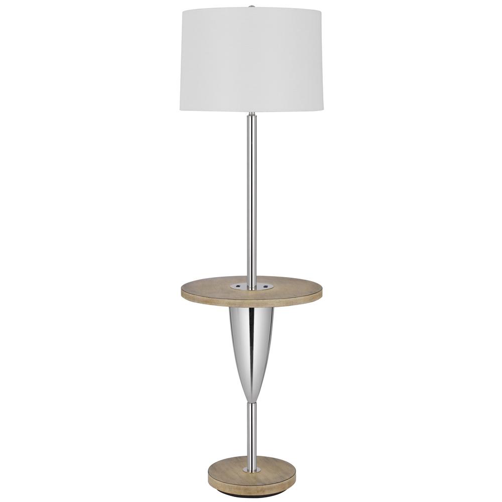 150W 3 way Lockport metal floor lamp with rubber wood tray table and base. Picture 1