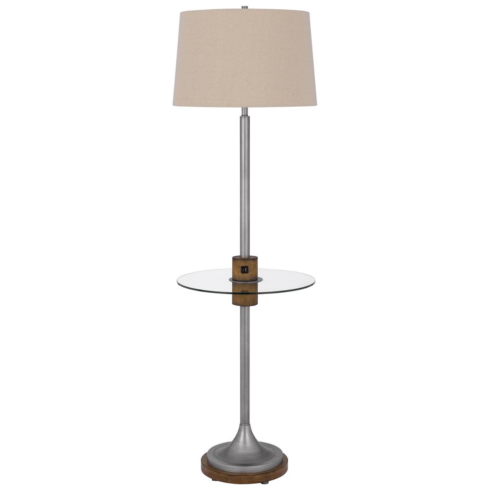 150W 3 way Lavaca metal floor lamp with glass tray table. Picture 1