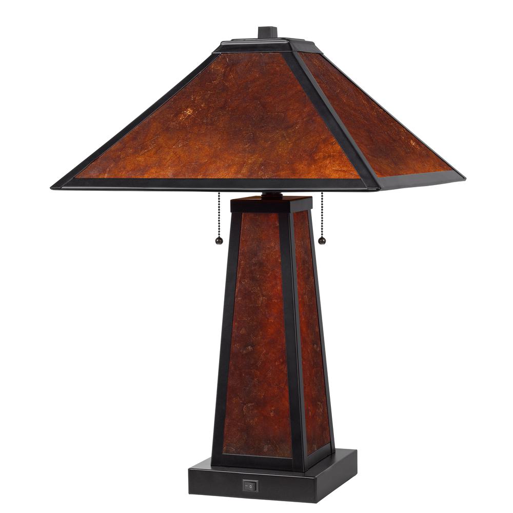 60W x 2 Nogales mission style mica table lamp with 7W night light (night light bulb included). Picture 3