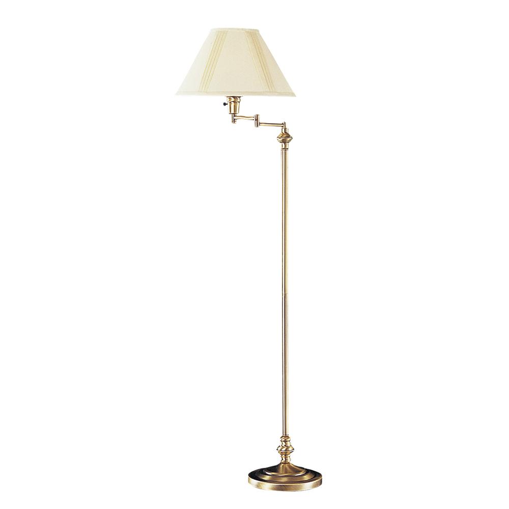 59" Height Metal Floor Lamp in Antique Brass. Picture 1