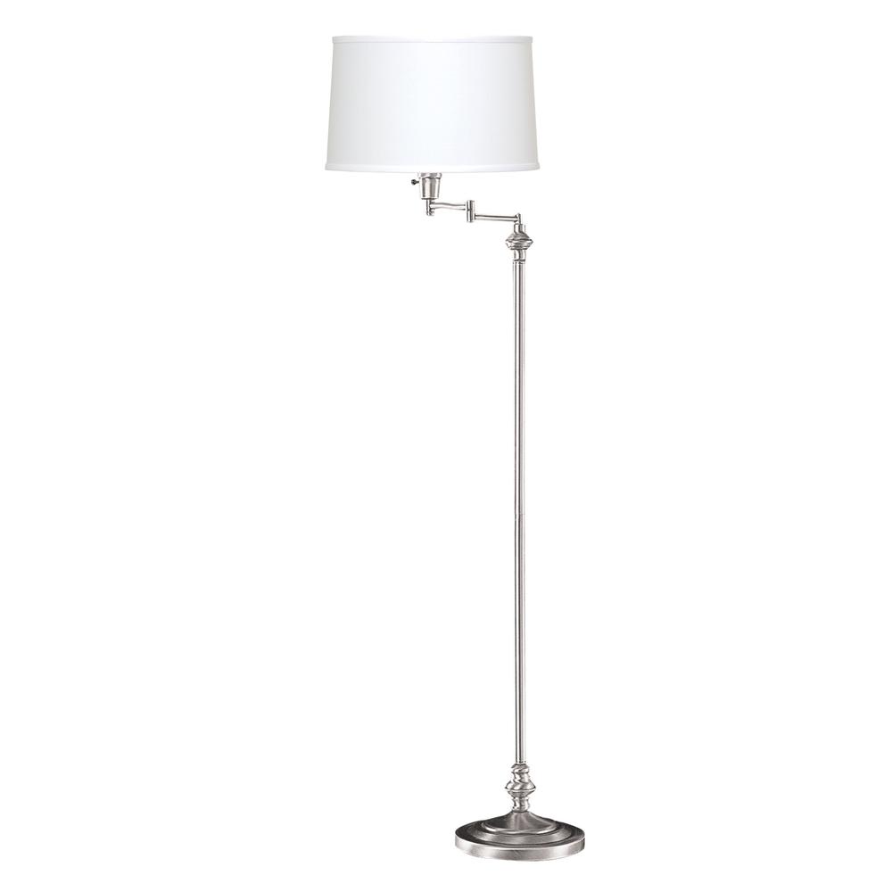 59" Height Metal Floor Lamp in Brushed Steel Finish. Picture 2