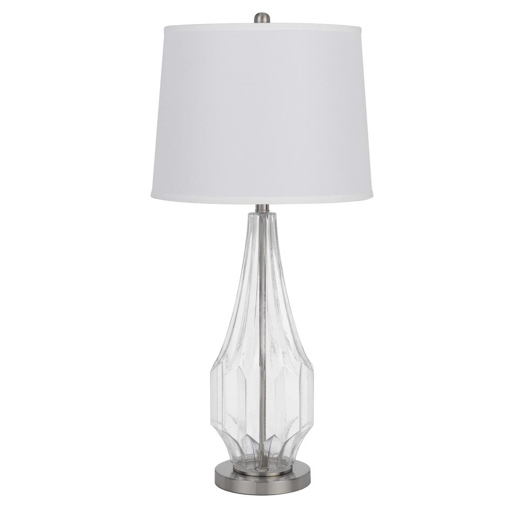 150W 3 way Walham glass table lamp with hardback fabric shade (sold in pairs). Picture 1