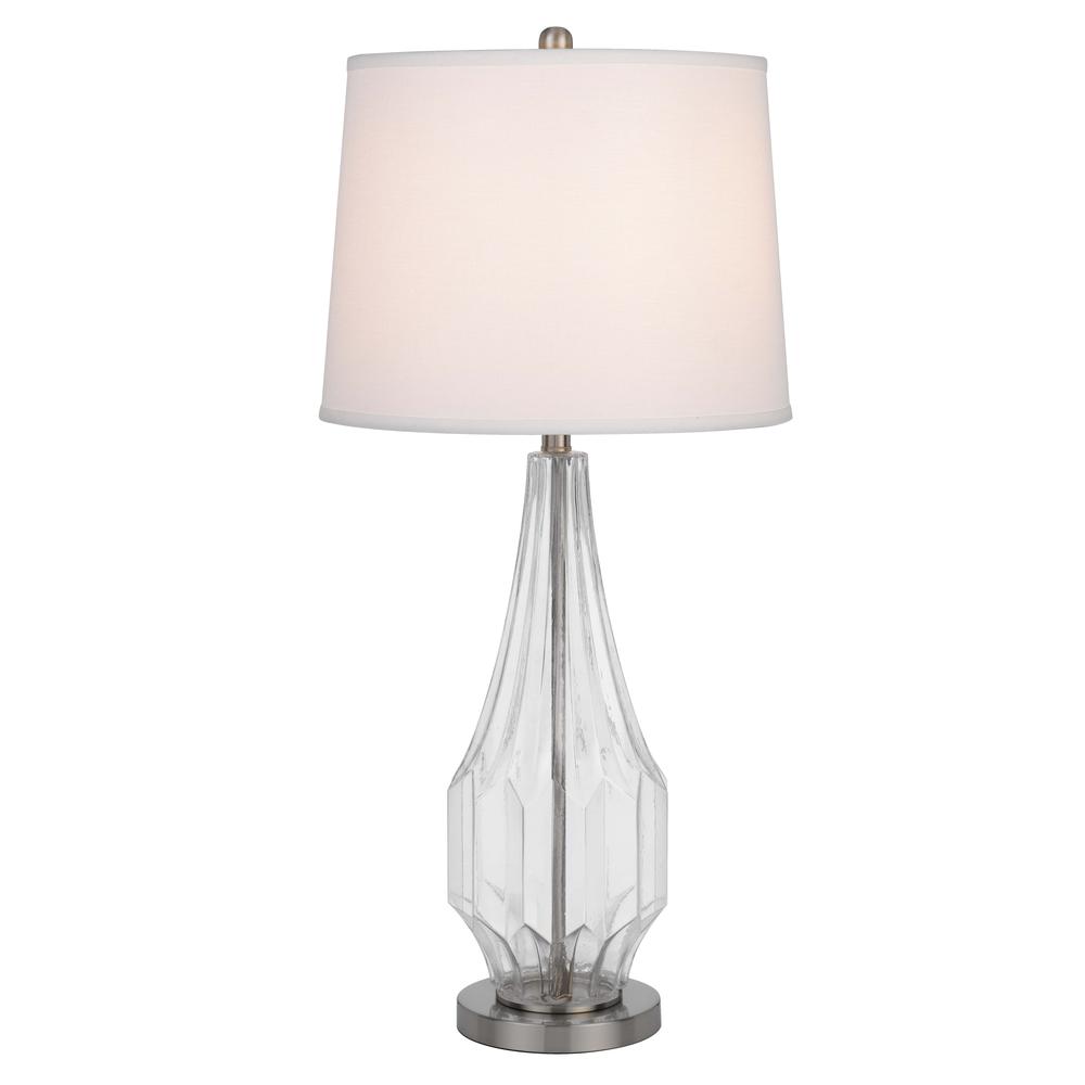 150W 3 way Walham glass table lamp with hardback fabric shade (sold in pairs). Picture 2