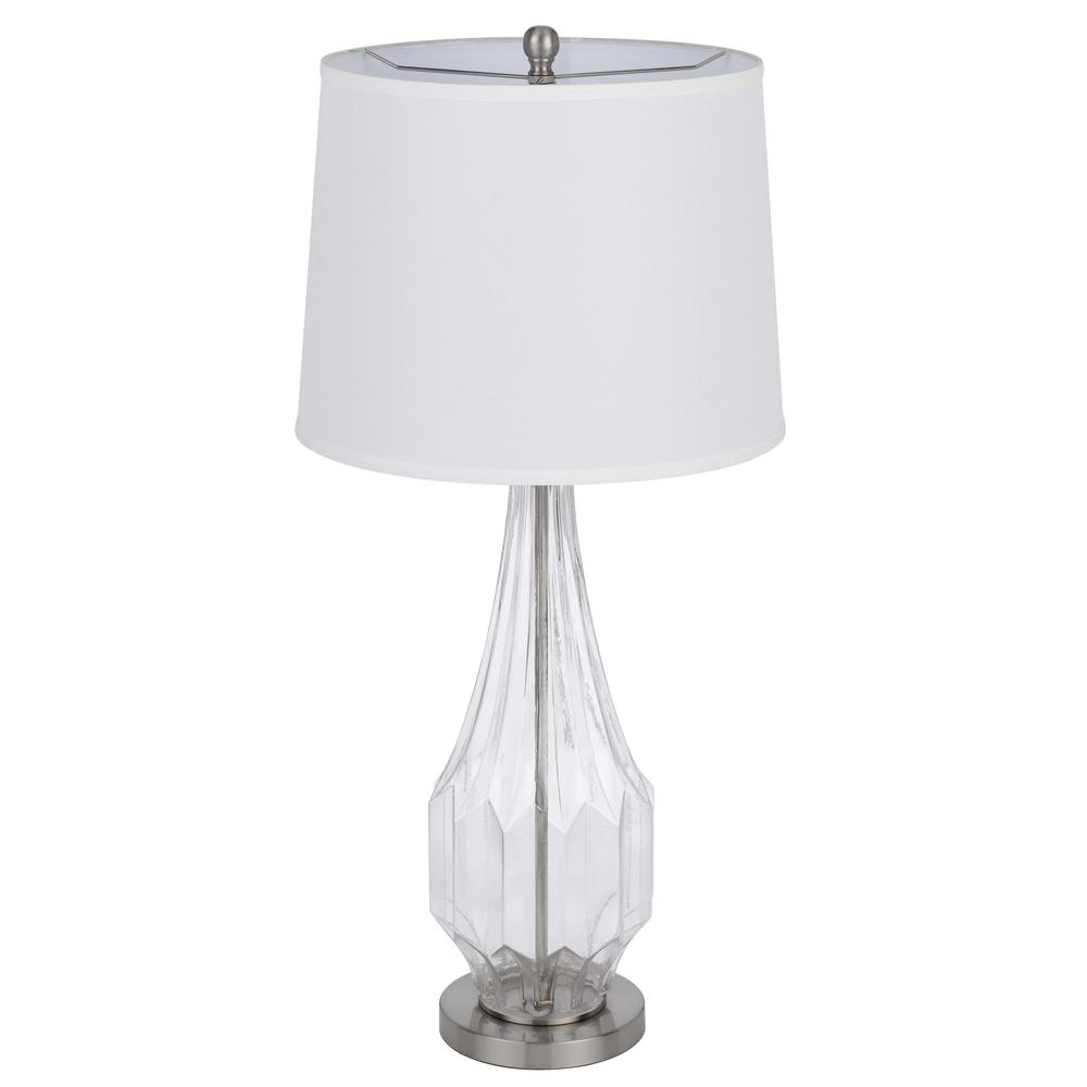 150W 3 way Walham glass table lamp with hardback fabric shade (sold in pairs). Picture 3
