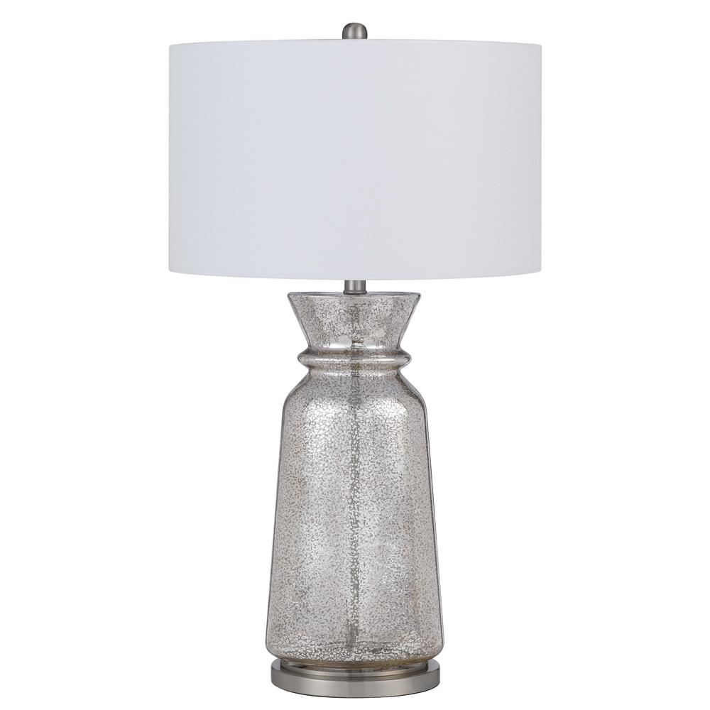 150W 3 way Keswick glass table lamp with hardback fabric shade (sold in pairs). Picture 1