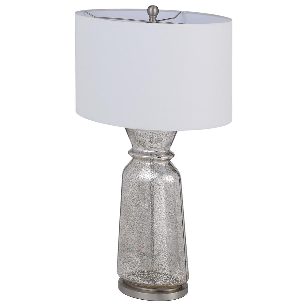 150W 3 way Keswick glass table lamp with hardback fabric shade (sold in pairs). Picture 3
