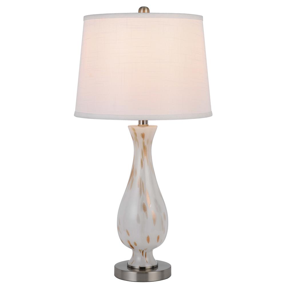 150W 3 way Abinger glass table lamp with hardback fabric shade (sold in pairs). Picture 2