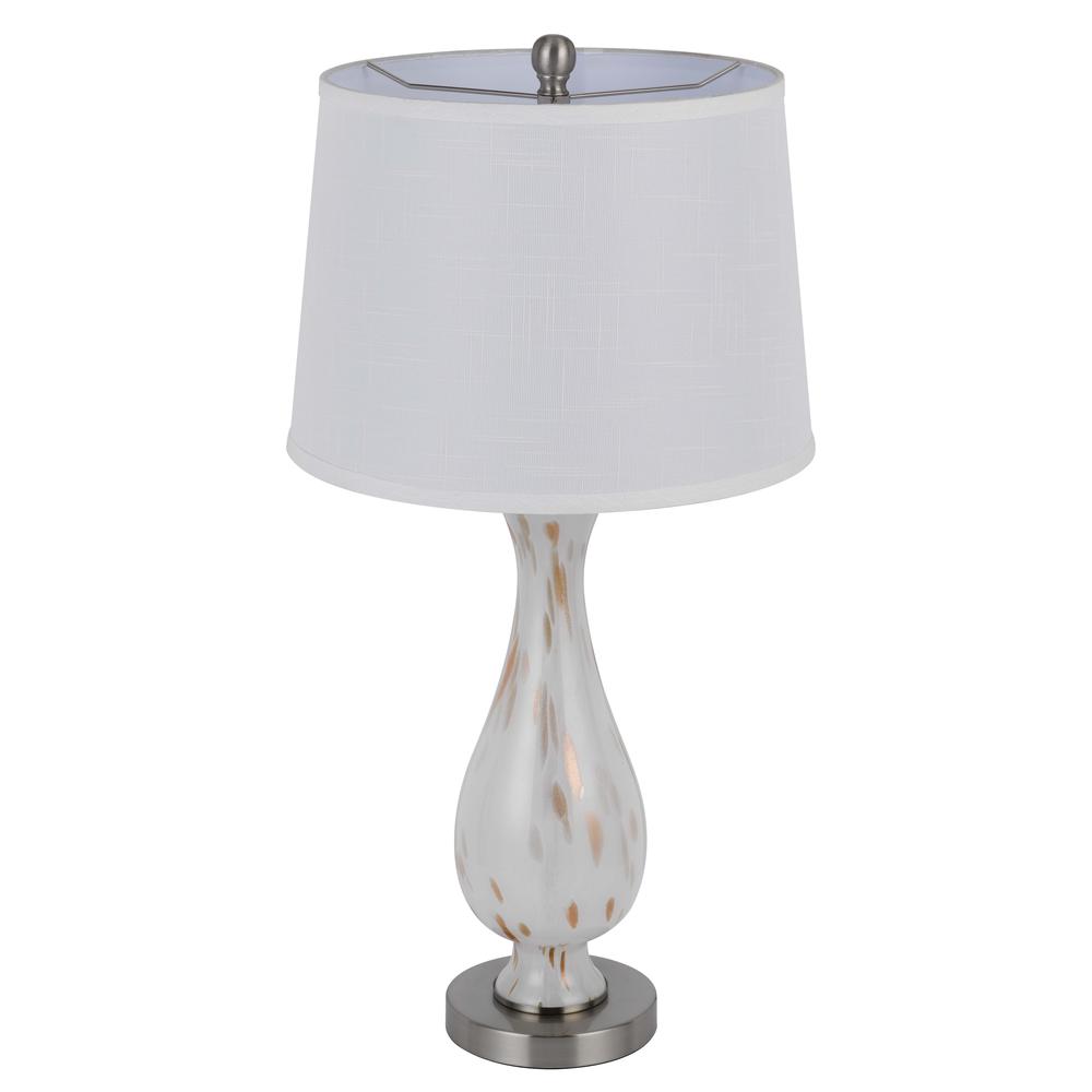 150W 3 way Abinger glass table lamp with hardback fabric shade (sold in pairs). Picture 3