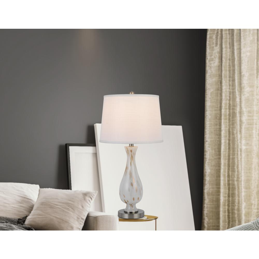 150W 3 way Abinger glass table lamp with hardback fabric shade (sold in pairs). Picture 4