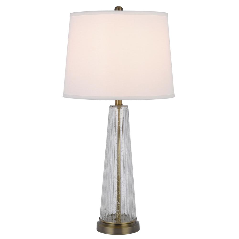 150W 3 way Huxley glass table lamp with hardback fabric shade (sold in pairs). Picture 2