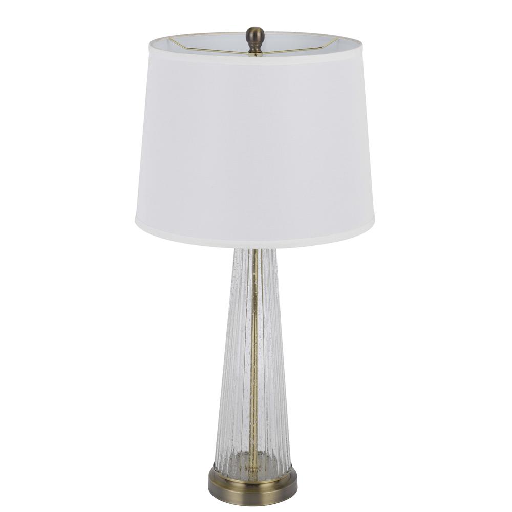 150W 3 way Huxley glass table lamp with hardback fabric shade (sold in pairs). Picture 3