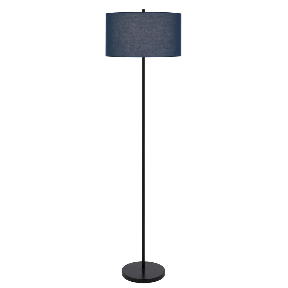150W 3 wayt Cromwell metal floor lamp with navy blue linen shade. Picture 4